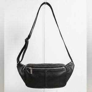 Vintage Ashlin Black Leather Crossbody Fanny Pack Women Bag